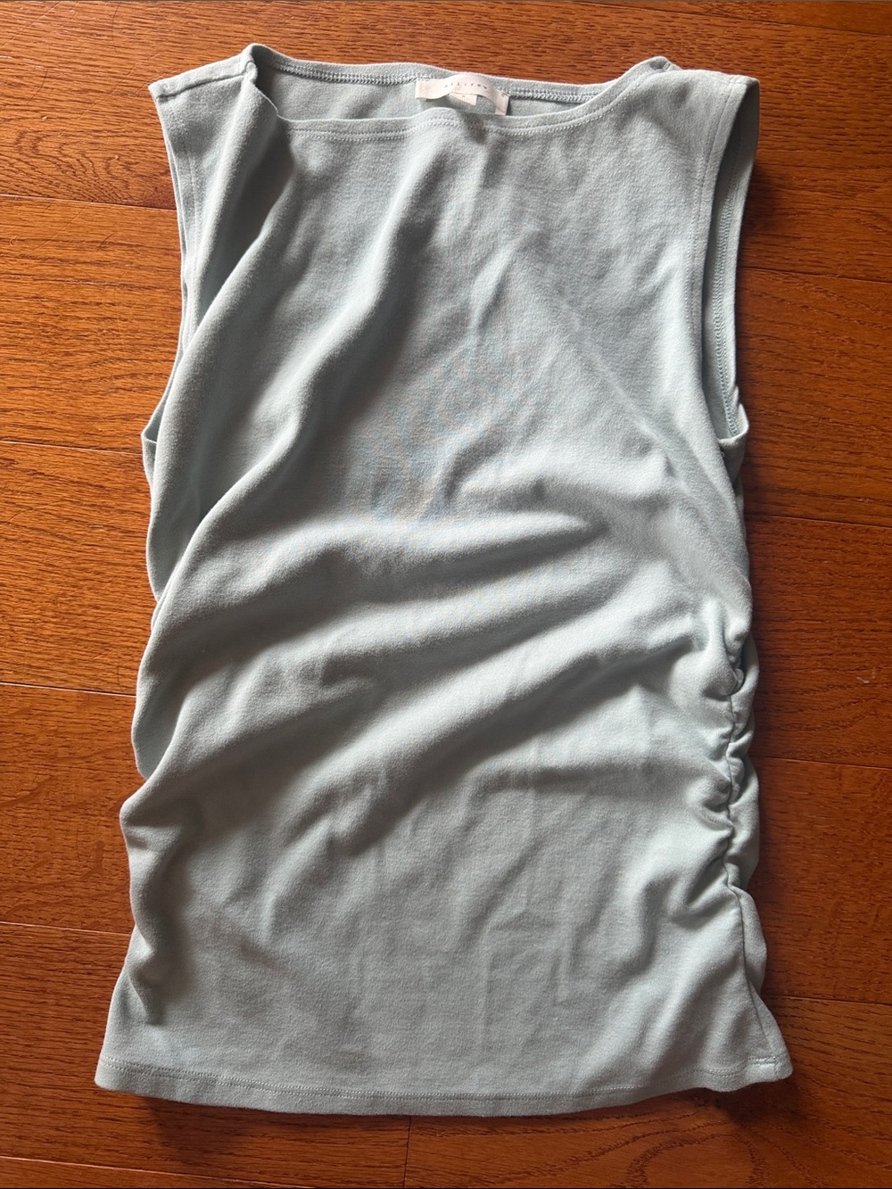 Sleeveless Ruched Side Tank Top - Light Blue